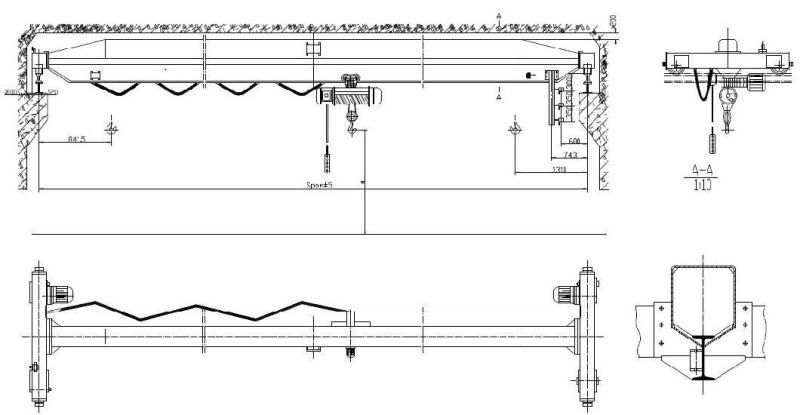 5 T Single Girder Overhead Crane for Workshop Crane