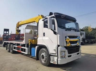 Japan Isuzu 10tons 10t 10ton Flatbed Type 4-Arms Straight Boom Crane Truck