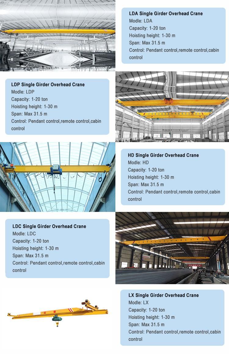 5 T Single Girder Overhead Crane for Workshop Crane