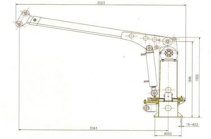 China Manufacturer 2 Ton Hydraulic Boat Telescoping Boom Crane for Sale