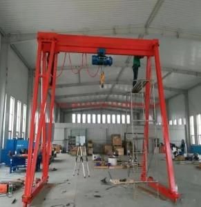 Small Gantry Crane with Motor on Wheels with Chain Hoist