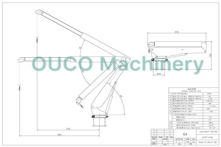 Ouco 1t6m Telescopic Knuckle Boom Yacht Crane with Compact Design