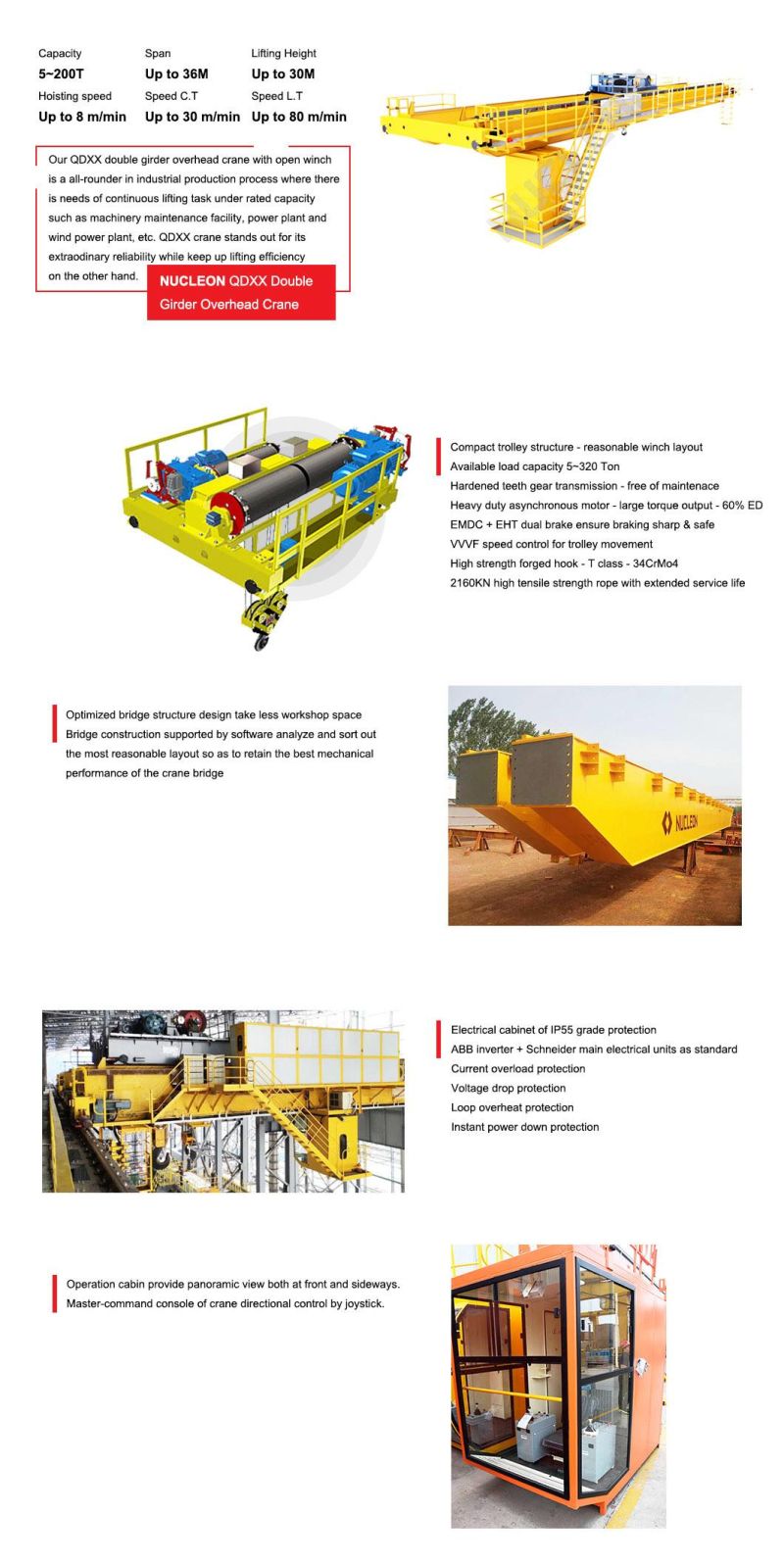 Rolling Mill Steel Fabrication Shop Used Double Girder Electric Overhead Travelling Crane