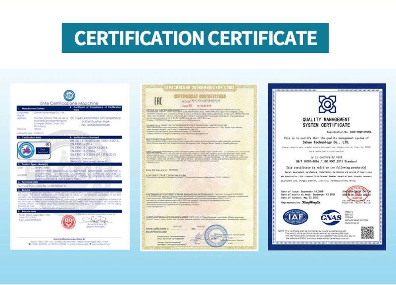 Dahan Technology Engineering Machinery Tower Cap Tower Crane Passed CE SGS Certification