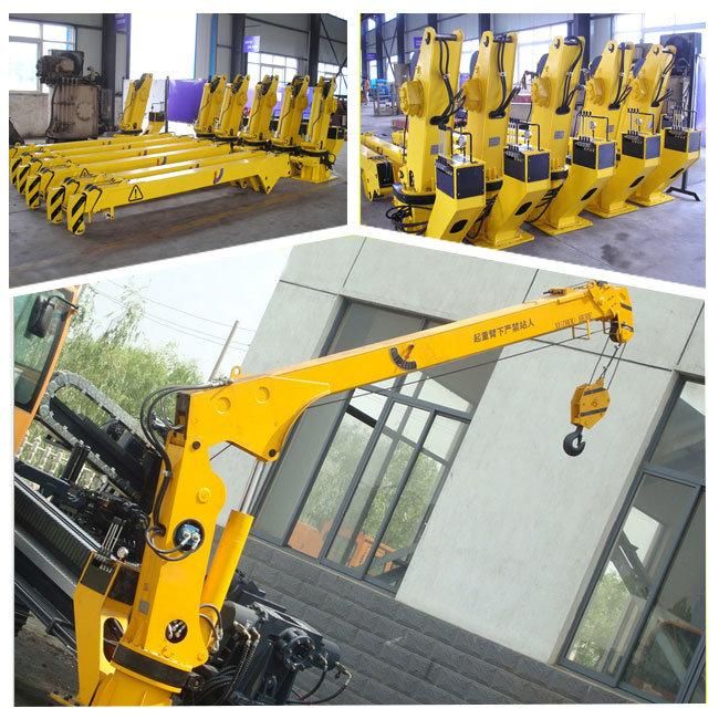 Hydraulic 2ton Small Size Telescopic Boom Marine Deck Lift Crane