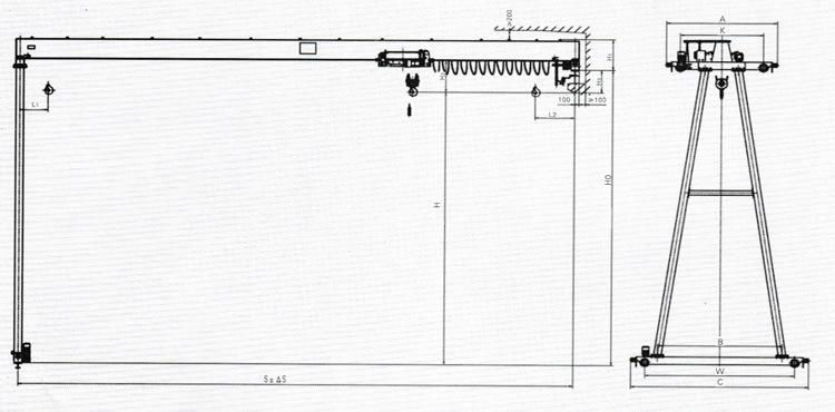 2t Single Girder Semi-Gantry Crane