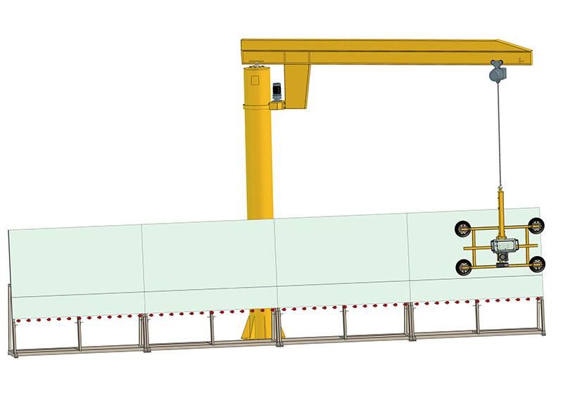 Vacuum Glass Lifter with Crane and Tracking for Glass Processing in Glass Factory