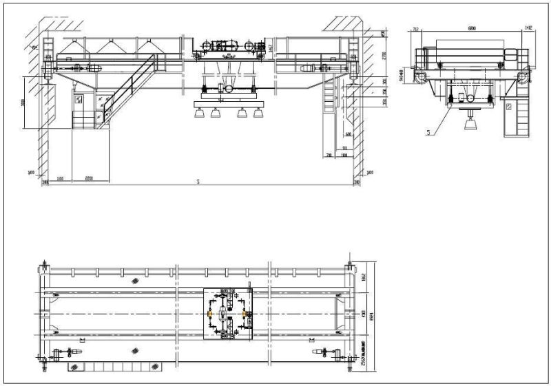 Double Girder 15+15 Ton Rotating Hanging Beam Magnetic Overhead Crane