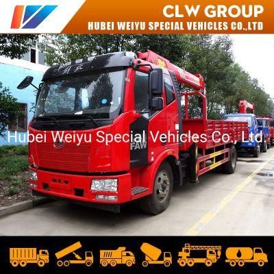 FAW 8tons Cargo Truck with Straight Arm Crane Truck Mounted Telescopic Crane Truck with Construction Equipment