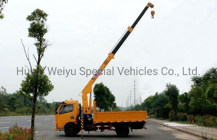 China Hot Sale Dongfeng 3t-5tons Straight Telescopic 3-Arms Boom Truck Mounted with Crane