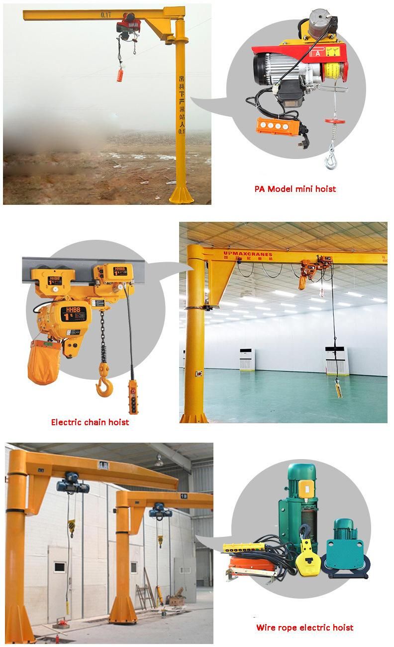 Ground Mounted 500kg Jib Crane 360 Degree Rotation with Electric Chain Hoist