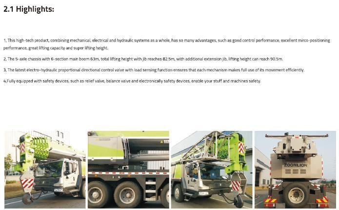 Truck Crane Hydraulic Boom 100 Tons 6.5m Arm Truck Crane