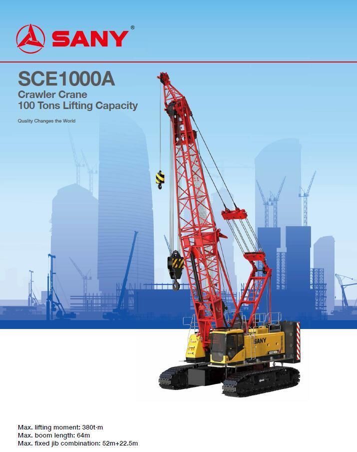 Crane Sce1000A Sca1000A 100t Lattice Boom Crawler Crane