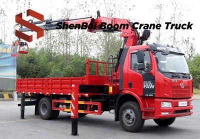 China Manufacturers Sale FAW 4X2 Truck Install Shenbai 8 Ton Hydraulic Knuckle Boom Crane with Gripper