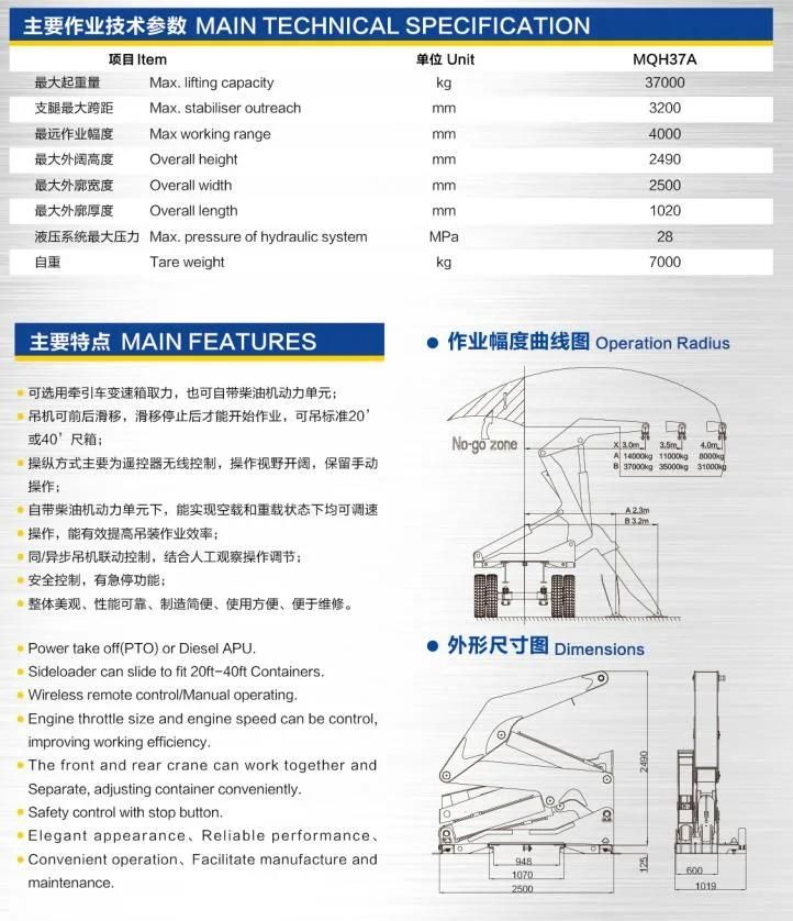 High Quality Swing Lift Self Loading Container Side Lifter Truck Trailer for 20FT 40FT Container