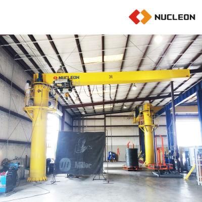 Industrial Footing Column Mounted Long Boom Reach 3000kg Jib Crane for Machinery Maintenance Workshop