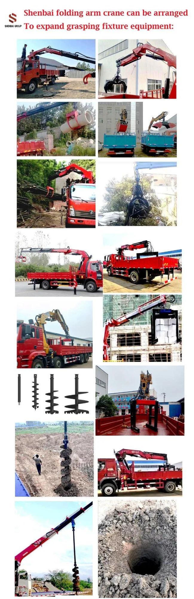 Hot Sale Dongfeng 4X2 Truck Install Shenbai 4 Ton Hydraulic Knuckle Boom Crane with Wood Grabber