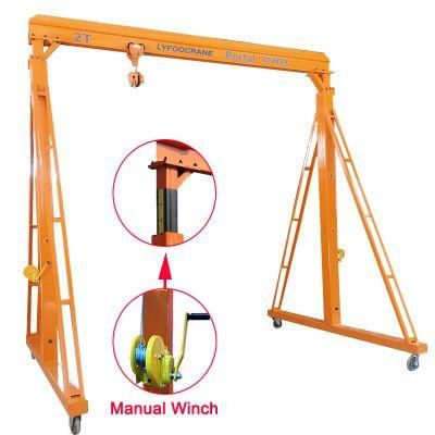 Emh1 Height Adjustable Potable Gantry Crane by Manual Winch 1t, 2t, 3t, 5t, 10t