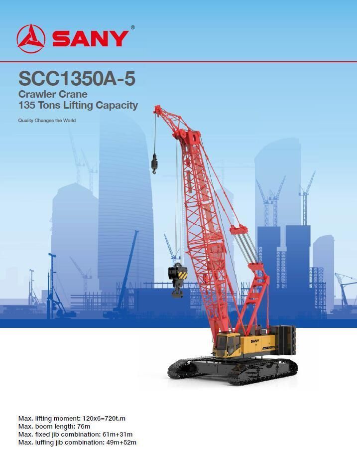 Scc1350A-5 135t Crawler Crane for Sale with Cummins Engine