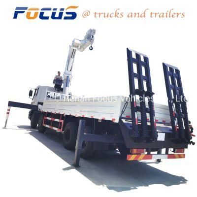 Made in China Self Loader Truck Crane with Cargo Flat Bed Body and Ramp