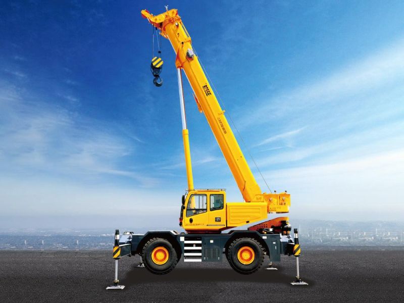 4 Wheels Rough Terrain Crane Boom 55 Ton Lifting Cranes Rt55e