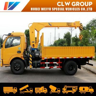 China Hot Sale Dongfeng 3t-5tons Straight Telescopic 3-Arms Boom Truck Mounted with Crane