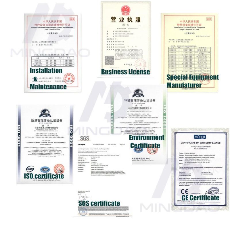 Mingdao Crane Factory Direct Supplied Double Beam Bridge Crane with ISO9001 Ce Certificate