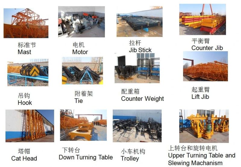 10 Ton Loading Heavy Top Kit Tower Crane with Low Price