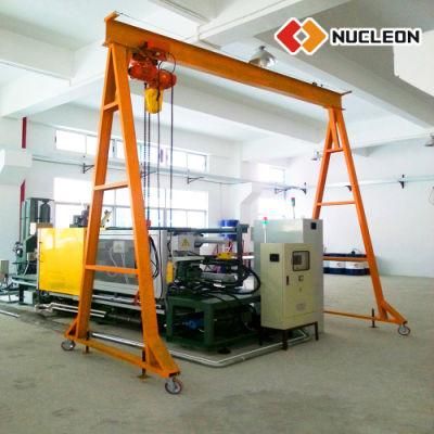 CE Certified Trackless None Rail Traveling Mobile a Frame Gantry Crane 1t for Injection Moulding