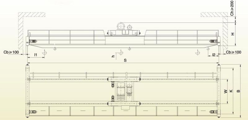 Elk High Quality Double Girder Overhead Bridge Crane