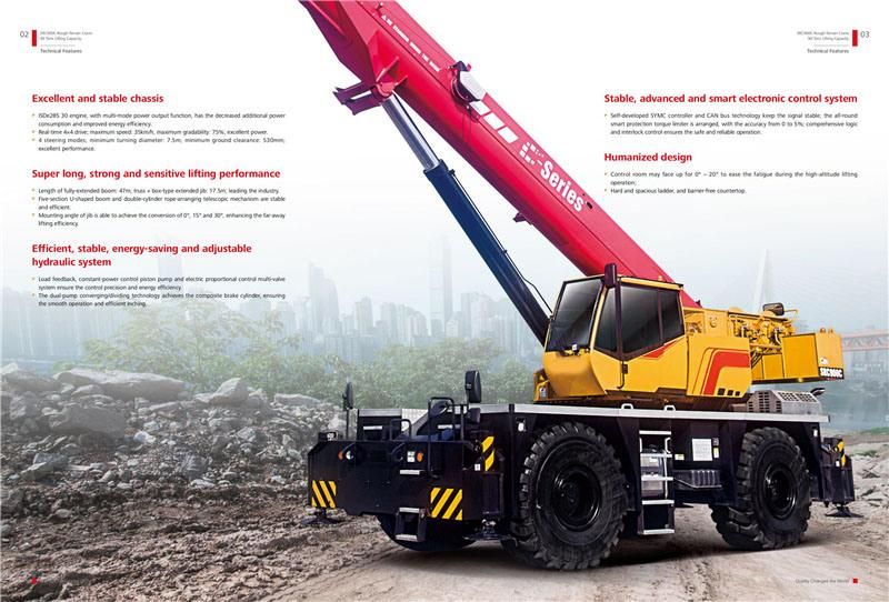 High Quality Mobile Lifting Truck Crane 90ton Heavy Lifting Rough Terrain Crane Src900c Model