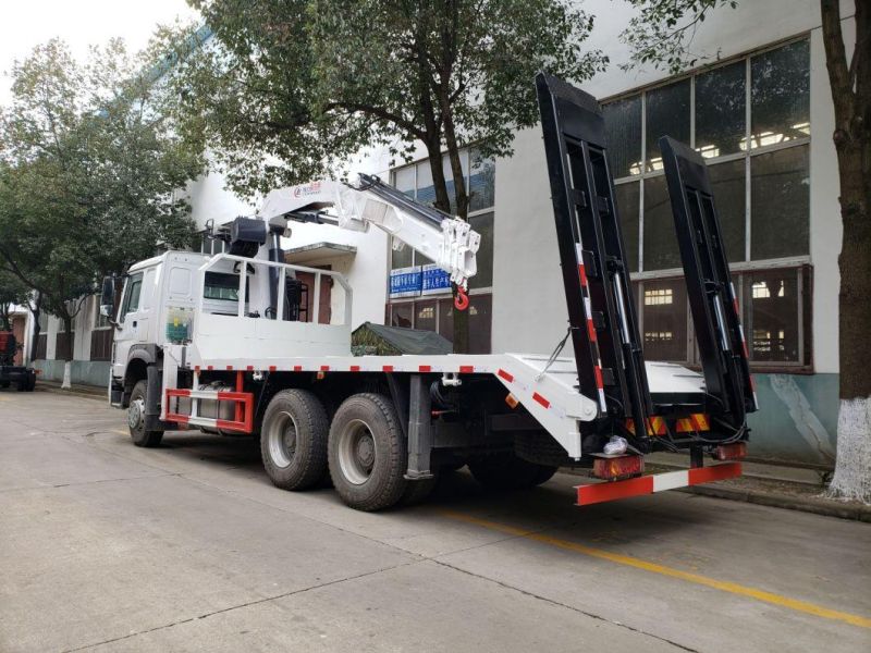 Sinotruk HOWO 6X4 Truck Mounted with 6.3t Knuckle Boom Crane 7t Folded Arm Crane Truck Heavy Flatbed Transporter