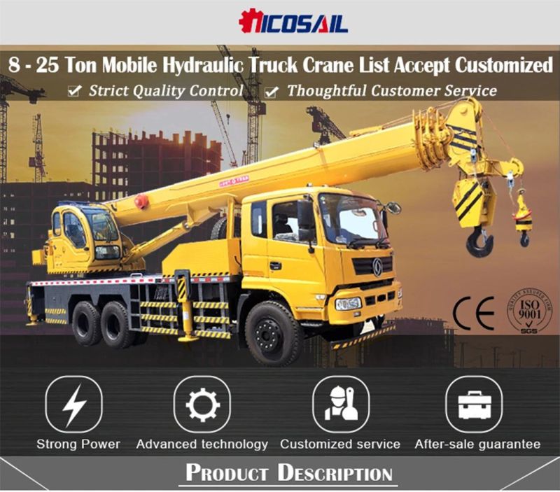 Strong Power Hydraulic Truck Mounted Crane Machine Small Construction Mobile Cranes Price for Sale