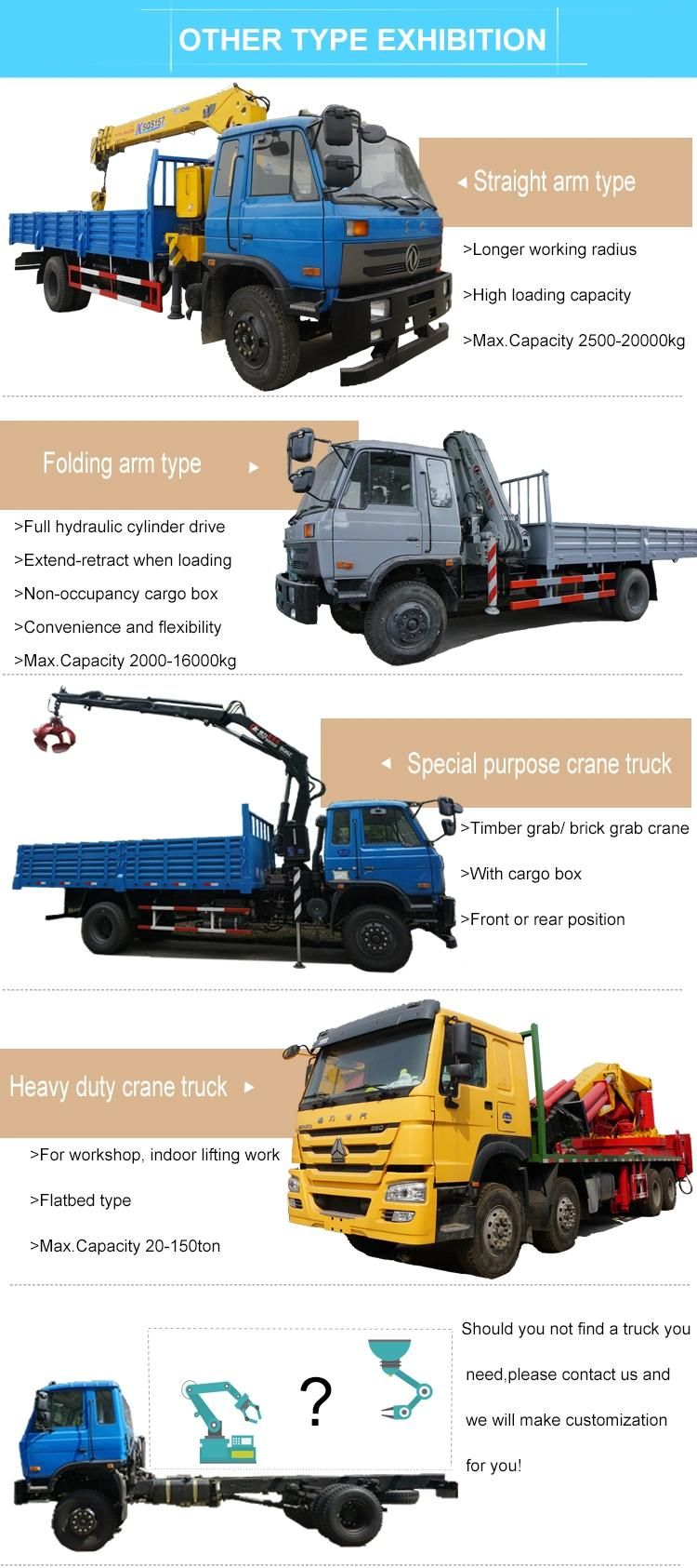 HOWO 6*4 Cargo Truck Flatbed Truck Mounted Folded Crane