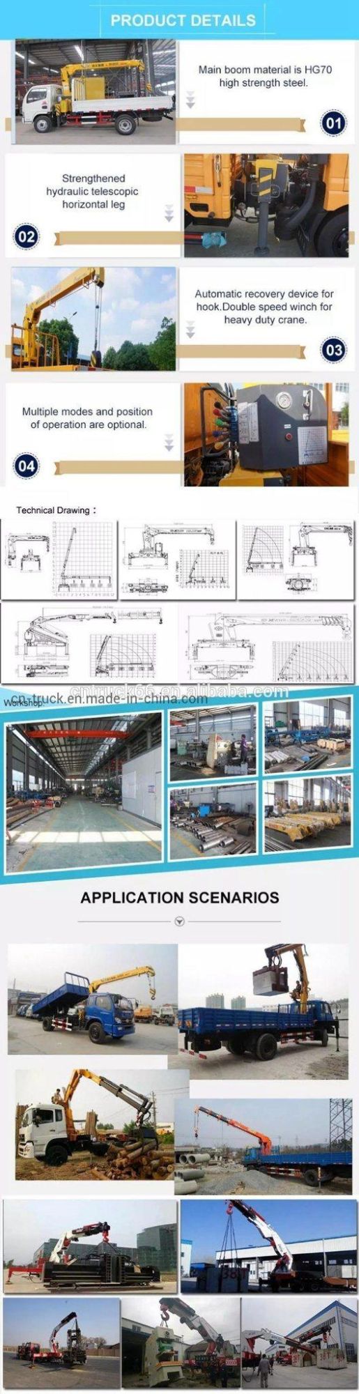 Factory Sales New Made 6wheels 2.5mt 3mt 4mt Telescopic Truck Crane