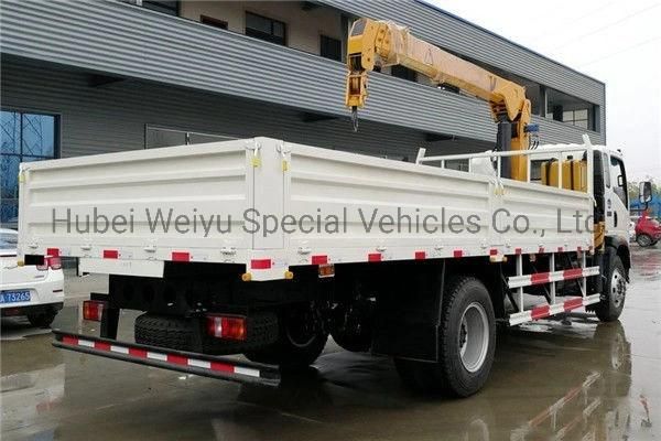 China HOWO 4X2 Hydraulic Hoisting Truck Mounted Loading Crane Constructionlifting Machine with Good Price 5ton Truck with 4 Arms Knuckle Boom Crane