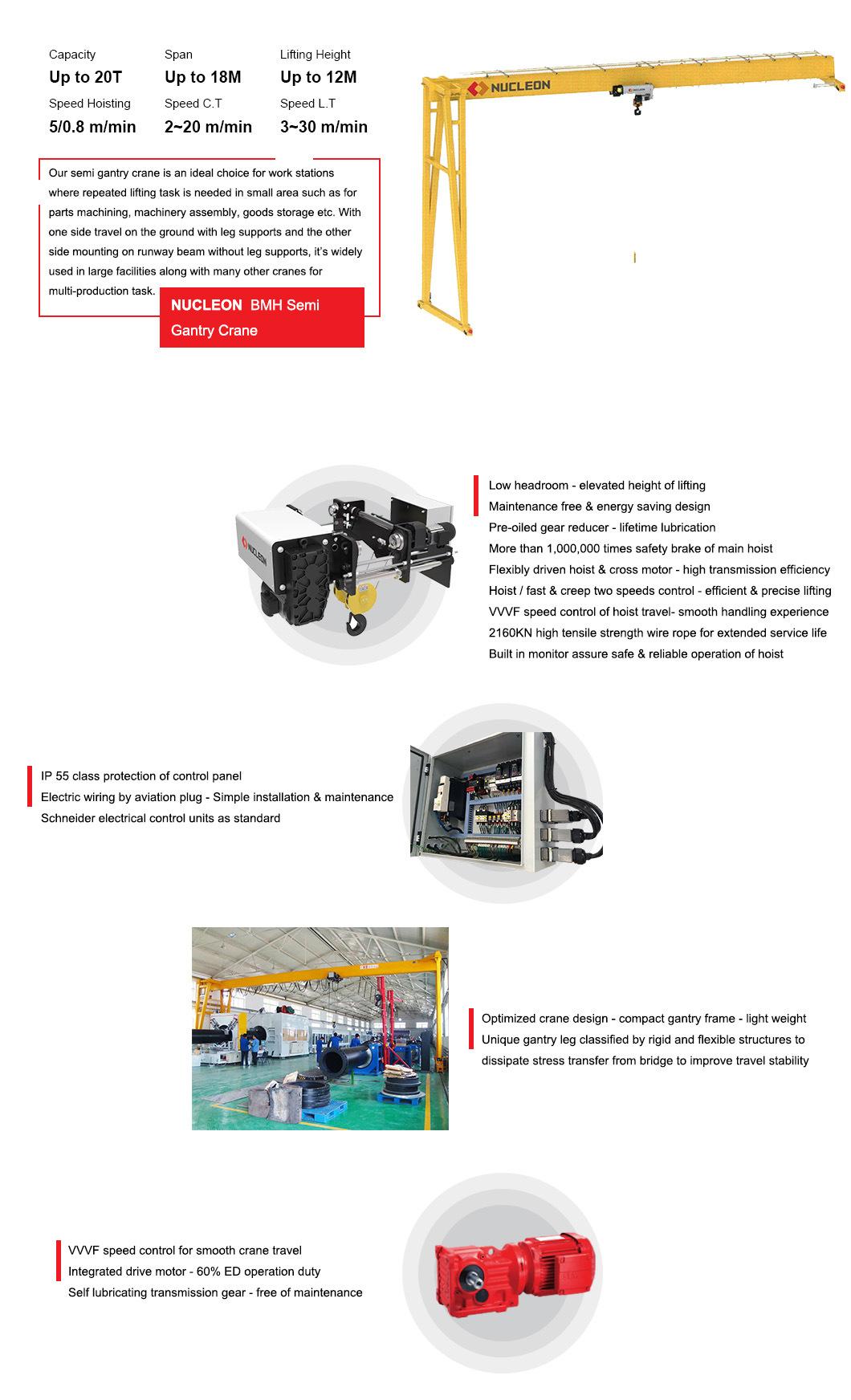 1~20 Ton Rail Mounted Semi Overhead Gantry Crane