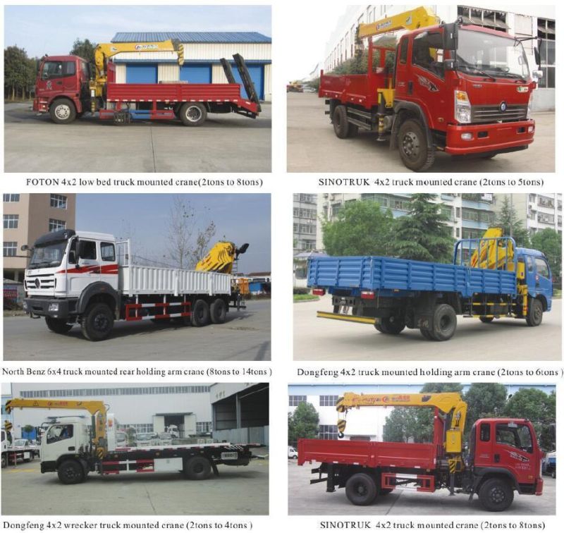 Sinotruk HOWO 4 Arms 4X2 6 Wheelers 160HP 5ton Straight Boom Crane Mounted Truck with Cargo Body