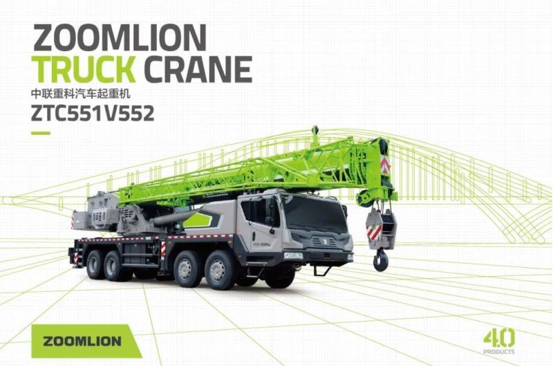 Zoomlion 55 Ton Truck Mobile Crane Ztc550h 46m Boom
