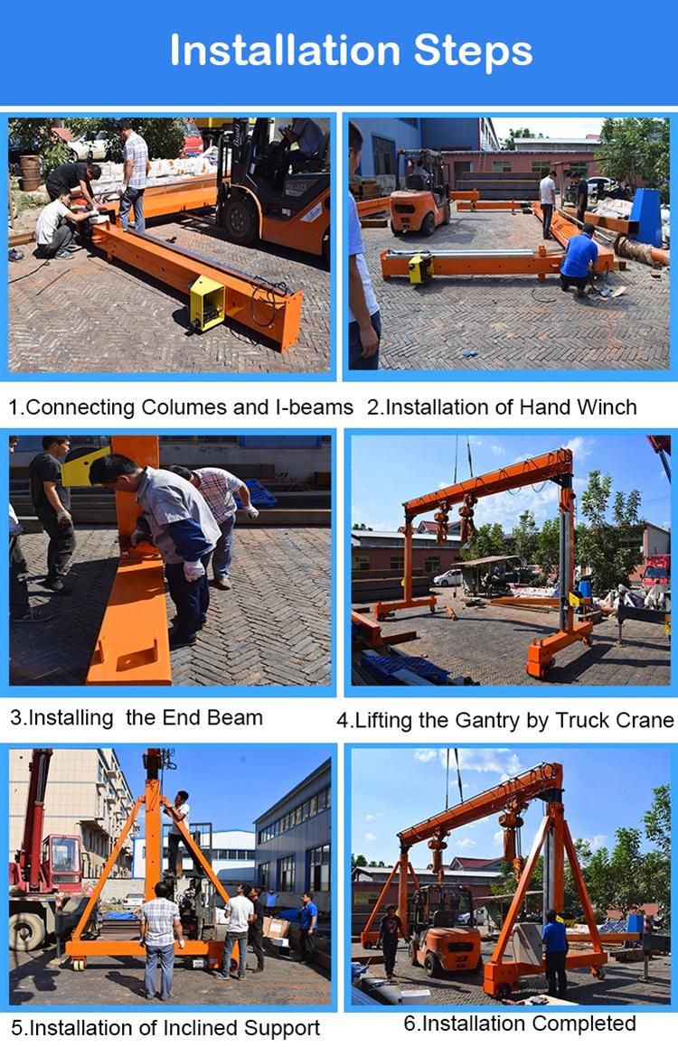 Adjustable Simple Frame 1ton 3ton Portable Gantry Crane