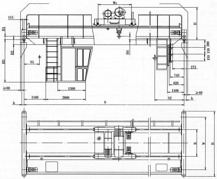 Lh Double Girder Bridge Hoist Crane (3t-50t)