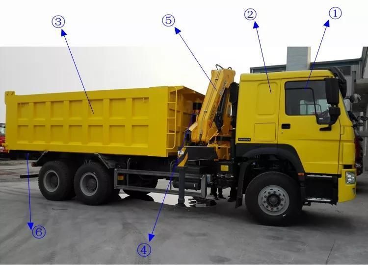 Sinotruk HOWO 6X4 336HP 371HP 40t Load Dump Tipper Truck Mounted Knuckle Boom Crane 5-10t Hot Sale