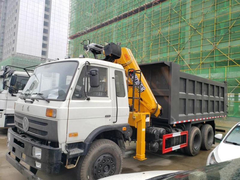 Dongfeng 10 Ton Flatbed Truck with Crane, Telescopic Boom 12 Ton Truck Mounted Crane