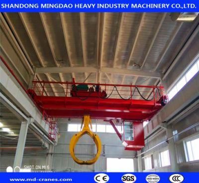 Scraps Lifting Overhead Crane with Orange Peels Grab Bucket