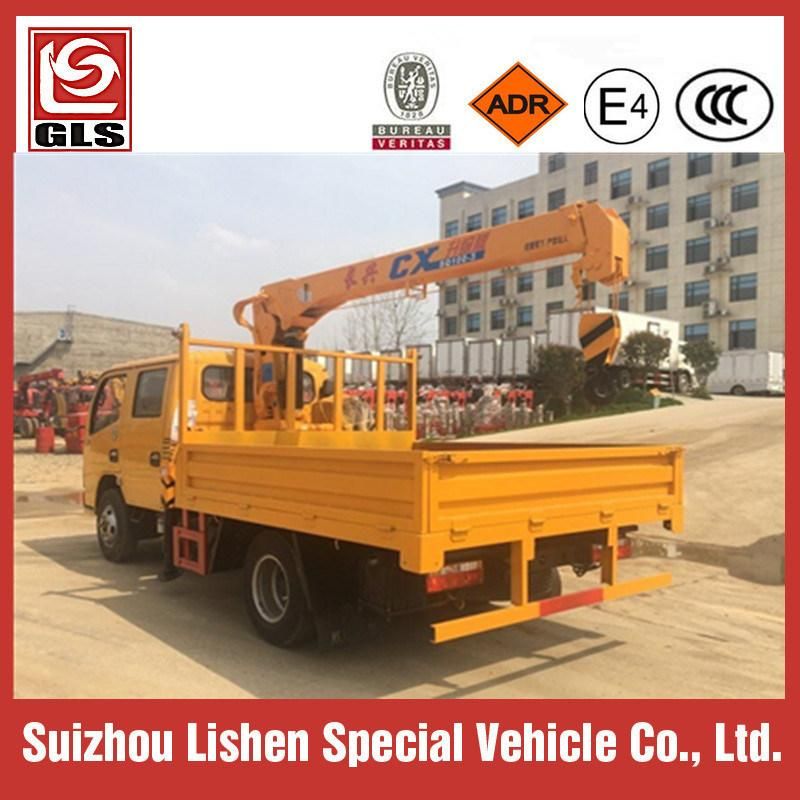 Dongfeng Double Cabin 3.5t 3.5ton Truck with Crane Telescopic Crane Truck