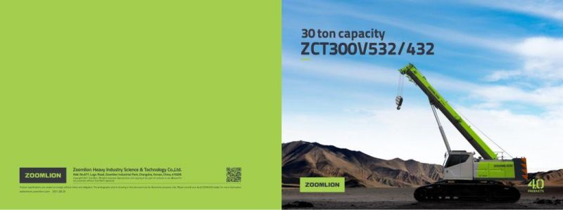 Zoomlion Brand Zct300V532 30 Ton Telescopic Crawler Crane