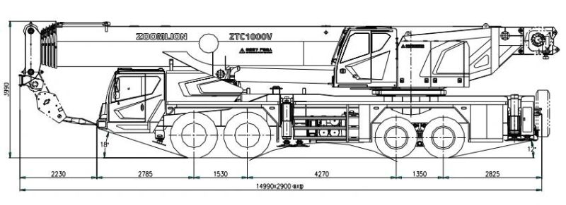 Zoomlion 100 Tons Hydraulic Mobile Crane Truck Crane Ztc1000