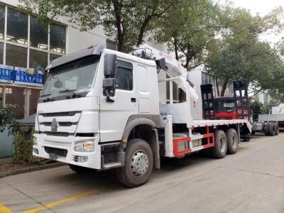 Sinotruk HOWO 6X4 Truck Mounted with 6.3t Knuckle Boom Crane 7t Folded Arm Crane Truck Heavy Flatbed Transporter