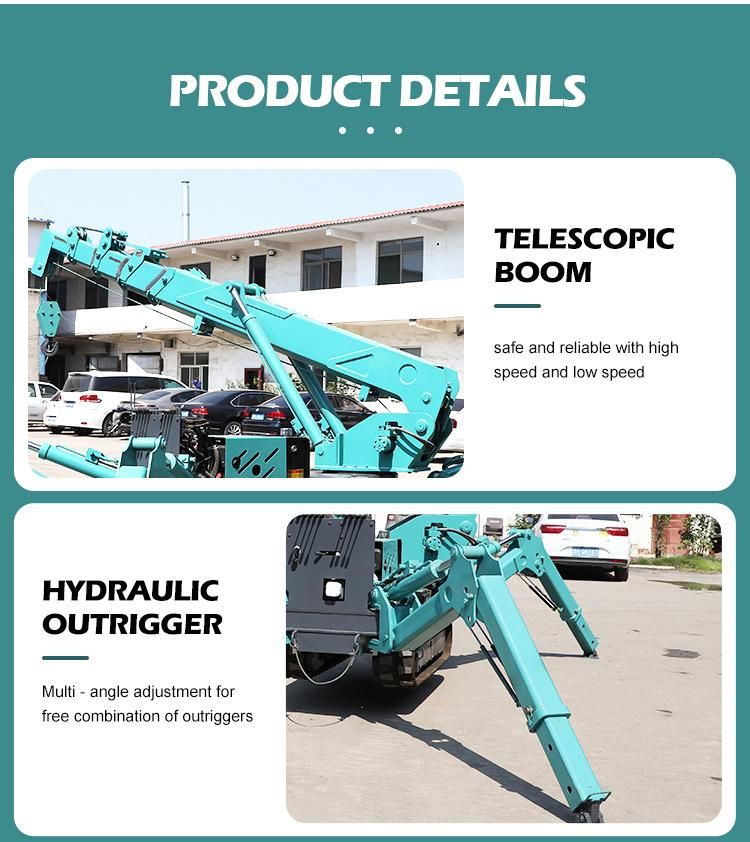 CE Approved 9.5m Spider Crawler Construction Mini Hoist Cranes with Capacity 3 Tons