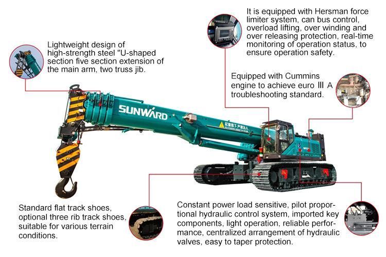 SUNWARD SWTC16B crane crawler 300 ton with manufacturer price